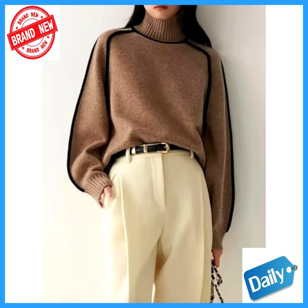 Chunky Knit Turtleneck Sweater Oversized Pullover Winter Warm Long Sleeve - Picture 3 of 6